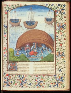 Ms Hunter 371 f.147r Fate of Seleucus, fra The Fall of Princes, af Giovanni Boccaccio (1313-75) 1467 af French School