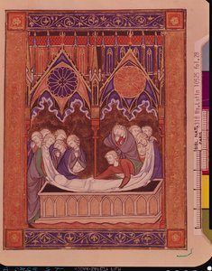 Ms Lat 10525 Fol.28 Jakobs begravelse i Kanaan, fra Psalter of St. Louis, c.1258-70 af French School