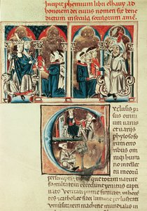 Fru Lat. 6912 fol.1v En jødisk lærd præsenterer en oversættelse af en arabisk afhandling for Philippe dAnjou af French School