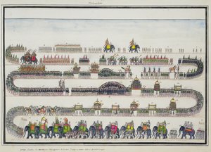 Muharram Ceremony, Faizabad, 1772 fra The Gentil Album, udgivet i 1774 af French School