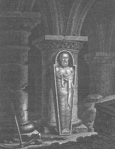 Mumie af Henri IV (1553-1610), konge af Frankrig, gravet op af de revolutionære, ved basilikaen Saint-Denis, 14.-25. oktober 1793 af French School