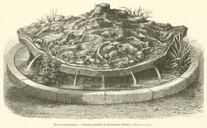 Etnografisk museum, Quonncacha Monolith Fountain, Peru (gravering) af French School