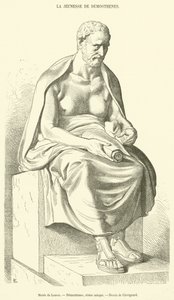 Musée du Louvre, Demosthenes, statue antik (gravering) af French School