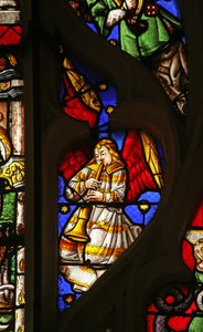 Musikalsk engel med trompet af French School