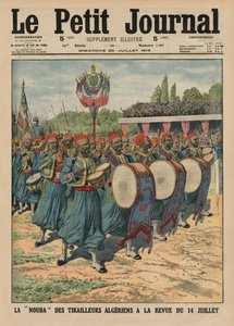 Musikalsk sektion af de algeriske infanterister, der paraderer ved gennemgangen af den 14. juli, forsideillustration fra 