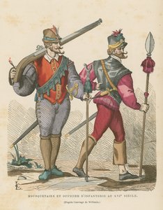 Musketeer and infantry officer, 16th Century  af French School