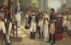 Napoleon I og Dronningen af Preussen (farvet litografi) af French School