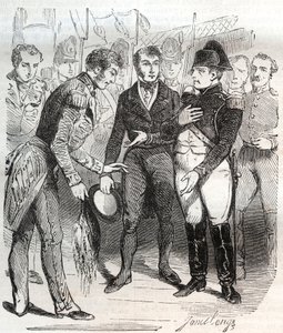 Napoleon betro sig til den britiske tro - Napoleon Bonaparte går ombord på det britiske skib Bellerophon, der vil føre ham i eksil til St. Helene (Saint Helene) den 14. juli 1815 - Napoleon Bonaparte går ombord på det britiske skib Bellerophon, der vil før af French School