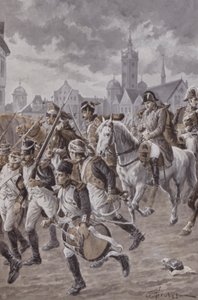 Napoleon med sin hær (litografi) af French School