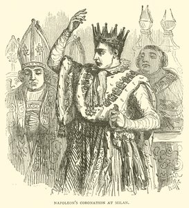 Napoleons kroning i Milano (gravering) af French School