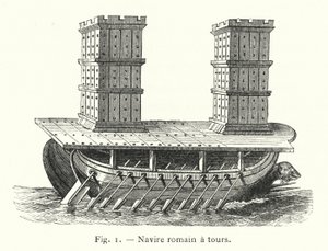 Romersk skib med tårne ​​(gravering) af French School