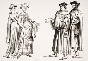 Noble Lady and Maid of Honor og Two Burgesses, efter en miniature i 