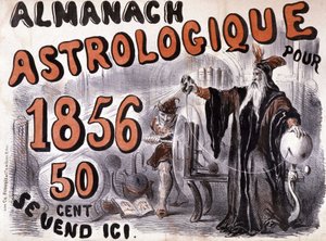 Nostradamus, astrolog, der oplyser fremtiden - i "Almanach Astrologique"" fra 1856 af French School