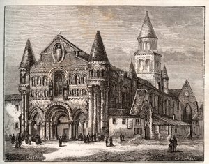 Notre Dame (Notre-Dame) af Poitiers - indgravering i "Frankrig illustreret: geografi, historie, statistisk administration" af V.A. Malt-Brown. 1884 af French School