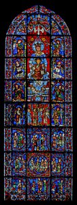 Notre Dame de la Belle Verriere; nedenfor er scener af Kana-ægteskabet og Kristi fristelse i ørkenen (w30a) af French School