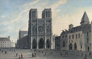Notre Dame, begyndelsen af det nittende århundrede (farvegravering) af French School