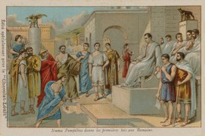 Numa Pompilius, anden konge af Rom (753-673 f.Kr.), vedtog de første romerske love
