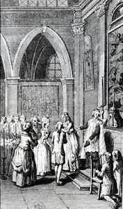 Lydighed, illustration fra Min fars liv af Restif de la Bretonne af French School