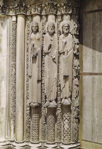 Gamle testamente figurer, fra vestfacadens kongeportal, ca. 1145-50 af French School