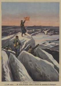 På et Himalaya-topmøde (farve litho) af French School