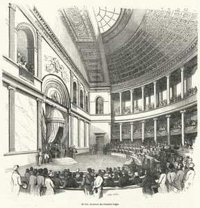 Åbning af Repræsentanternes Kammer, underhuset i det belgiske parlament (gravering) af French School