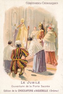 Åbning af den hellige dør af paven, Jubilee (chromolitho) af French School