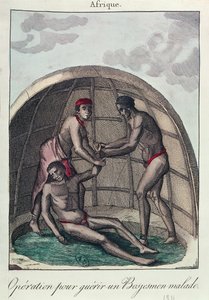 Operation for at helbrede en syg buskmand, 1811 (farvegravering) af French School