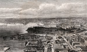 Oran - Algeriet - indgravering i "" La France illustree: geografi, historie, statistisk administration"" af V.A. Malt-brun. 1884 af French School