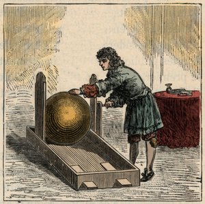 Otto von Guericke (1602-1686), tysk fysiker, der driver den første statiske elektricitetsgenerator - Statiske maskiner: Otto von Guericke (Otto de Guericke af French School