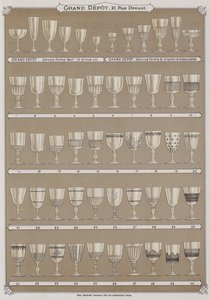 Side fra kataloget over Grand Depot de Porcelaines, Faiences et Verreries (farve litho) af French School
