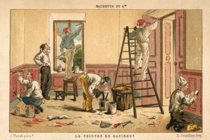 Maling af det indre af en bygning (chromolitho) af French School