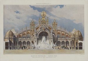 Palace of Electricity and Chateau of Water, Verdensudstilling 1900, Paris (farve litho) af French School