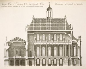 Palais du Louvre: Det Kongelige Kapel, sektion, ca. 1720
