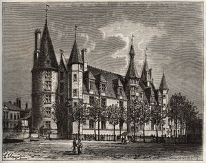 Palais ducal de Nevers - Chateau du 15. - 16. århundrede - gravering i "La France illustree: geografi, historie, statistisk administration" af V.-A. Malt-brun. 1884 af French School
