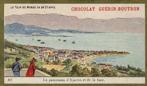 Panorama over Ajaccio og bugten (chromolitho) af French School