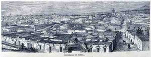 Panorama over Puebla, Central Mexico, fra The Ancient Cities of the New World, af Claude-Joseph-Desire Charnay, pub. 1887 af French School