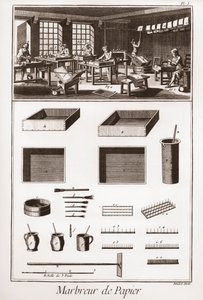 Papirmarmorering - "" The Great Encyclopedia, eller Dictionnaire Raisonne des Sciences, des Arts et des Metiers" (Encyclopedia or Dictionary of the Sciences, Arts and Professions) af Denis Diderot (1713-1784) og Jean d