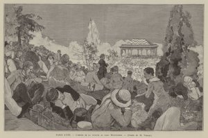 Paris im Sommer, Die Stunde der Musik im Parc Montsouris (Gravur) von French School