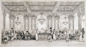 Parisisk cafe i begyndelsen af det 19. århundrede. af French School