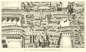 Central del af Cite, ifølge gobelinplanen, omkring 1540 af French School