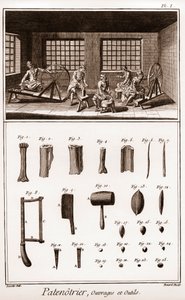 Patenotrier (producent af rosenkransen) - arbejde og værktøjer - "" La Grande Encyclopédie, ou Dictionnaire Raisonne des Sciences, des Arts et des Metiers" (Encyclopedia or Dictionary of the Sciences, Arts and Professions) af Denis Diderot (1713-1784) og J af French School
