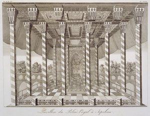 Pavillon ved det kongelige palads i Isfahan, fra Voyages du Chevalier Chardin en Perse, et autres Lieux d