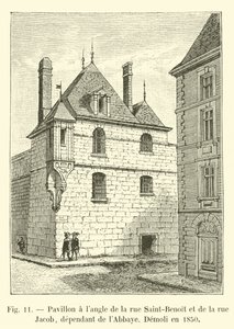 Pavillon på hjørnet af rue Saint-Benoit og rue Jacob, afhængig af klosteret, revet ned i 1850 af French School