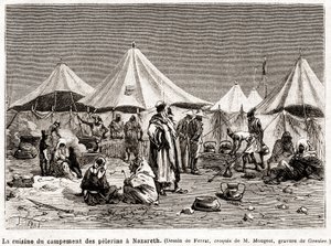 Penitence pilgrimsrejse til de hellige steder fra 25. april til 8. juni 1882 (gravering) af French School