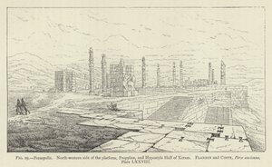 Persepolis, den nordvestlige side af platformen, Propylaea og Hypostyle Hall of Xerxes af French School