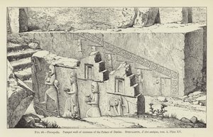 Persepolis, brystningsvæg af trappen til Darius-paladset af French School