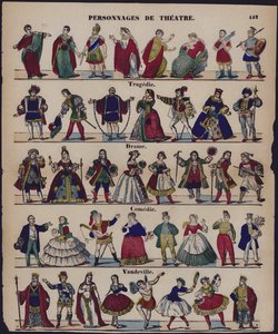 Personnages de theater (farvegravering) af French School
