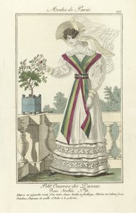Petit Courrier des Dames, Rue Meslee nr. 25, fra Modes de Paris, pub. 1824 (farvet gravering) af French School