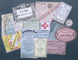 Farmaceutiske etiketter, slutningen af det nittende og begyndelsen af det tyvende århundrede af French School