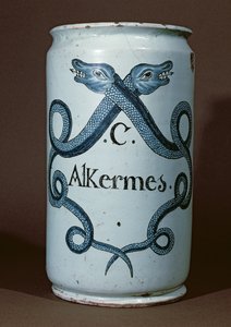 Farmaceutisk krukke til alkerner, fra Rouen, ca. 1770 (keramik) af French School